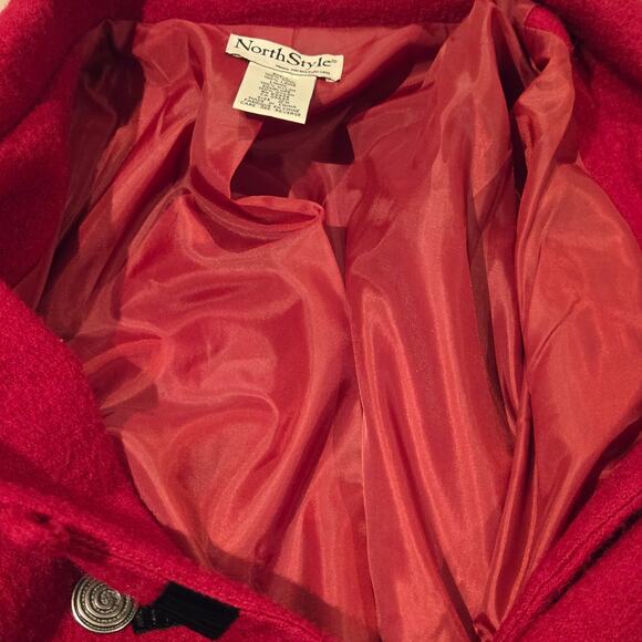NorthStyle Red Boiled Wool Button-Up Jacket with Artisan Button Detail, Size 2X - Picture 8 of 8